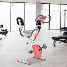 HOMCOM 2-In-1 Folding Exercise Bike with 8-Level Magnetic Resistance Pink