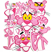 100er Pack Pink Panther Cartoon-Aufkleber – 3–6 cm, wasserfest, vielseitig für Skateboard, Kinder, Sport