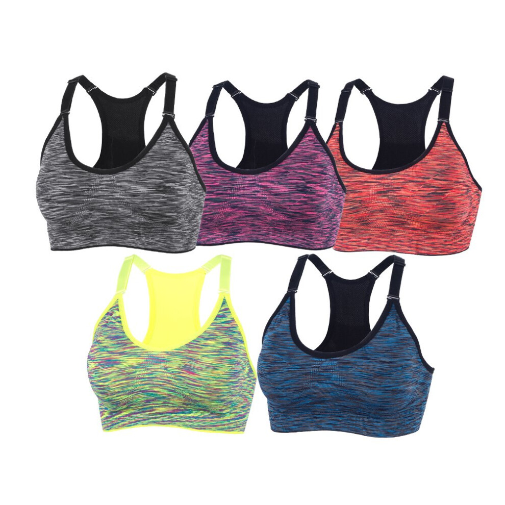 YEYELE Lot de 5 soutiens-gorge de sport pour femmes, bretelles r   glables et coussinets amovibles, d   bardeur dos nageur, lot de 5, taille 2XL