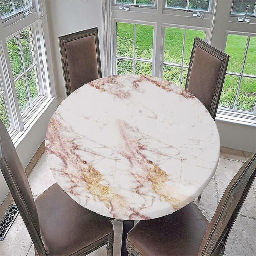 (B - 120cm (48 Inch))Waterproof Non-slip Round Elastic Table Cover Classic Pattern Table Cloth 2
