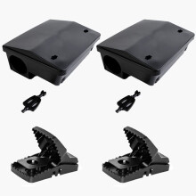 Pack of 2 Rat Traps with Bait Boxes & Keys Heavy Duty Rodent Control