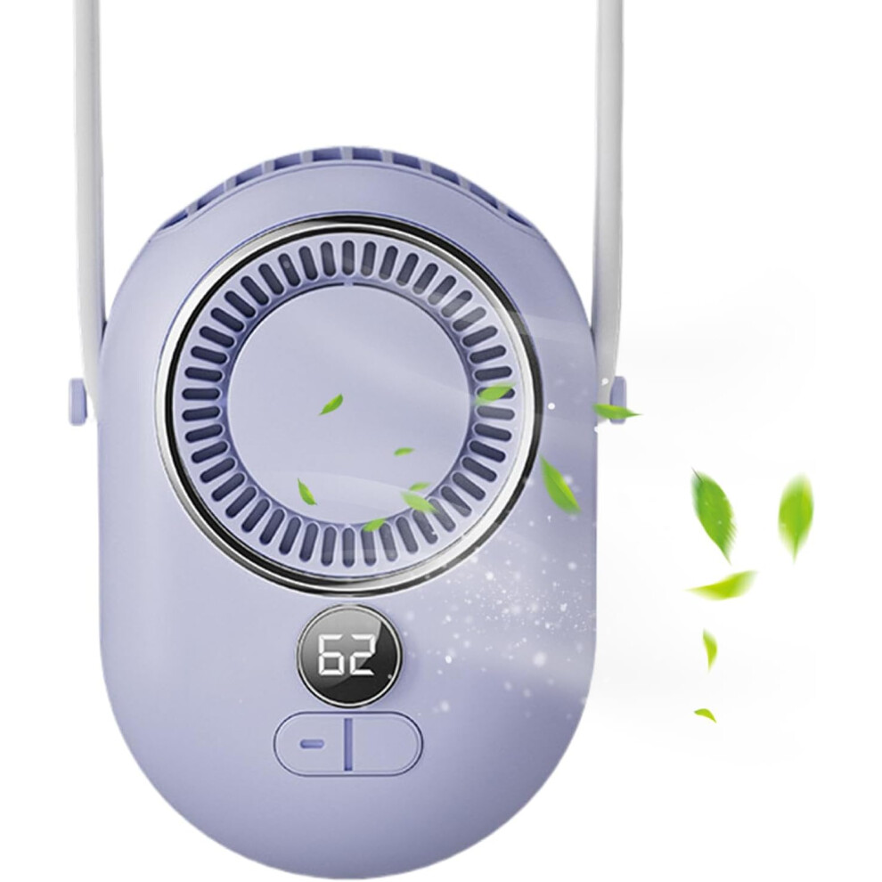 (Purple) Necklace Fan,Personal Handheld Fan with 3 Speed - Silent Ventilator for Outdoor Travel Home Camping Desk Sports