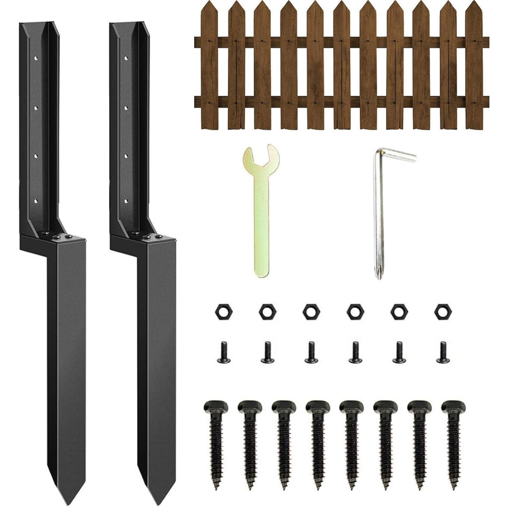 Fence Post Repair,2X Thickened Metal Fence Mender - Solid Repair Bracket, Ground Spike For Repair Tilted, Broken Wood Post 6941649880681