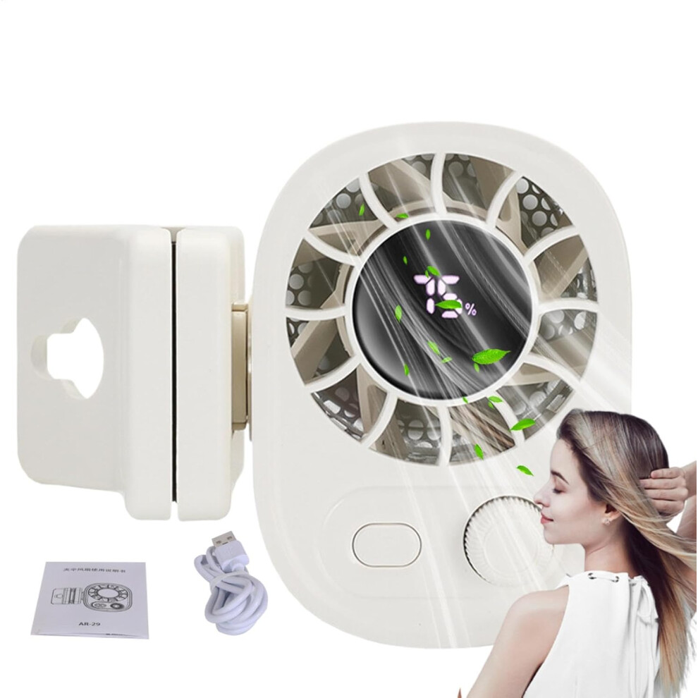 (White) Portable Waist Fan,Traveling Fan - 1800mAh 360 Rotation Portable Waist Clip On Belt Personal Cooler Speeds Adjustment for Camping Travel Worko