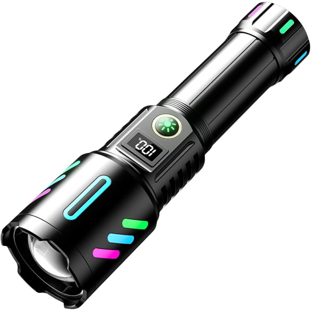 (W514) Flashlight Rechargeable | Waterproof Flashlight - Zoomable Flashlights Torch, 5 Modes High Lumens Led Waterproof Handheld Flashlight for Campin