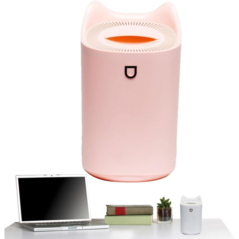 (Pink) Humidifiers for Bedroom, Mist Humidifier with Colorful Light, 2 Nozzles, 3L Travel Humidifier, 3 Mist Modes, Quiet Humidifier for Nightstand, Travel,