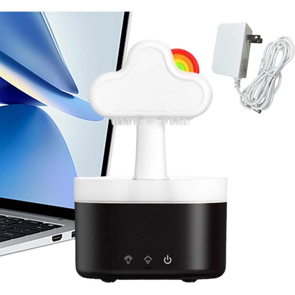 (Black) Rain Cloud Humidifier, Rainbow Rechargeable Aromatherapy Diffuser, Cartoon Home Decoration, Water Drip Humidifier for Relaxing