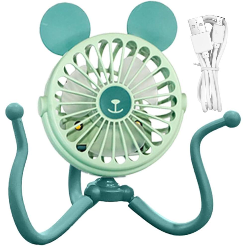 (Olive ) Rechargeable Crib Fan | Tripod Clip Stroller Fan - Portable Handheld Electric Personal Tripod Clip Fan Silent For Cart Crib Green