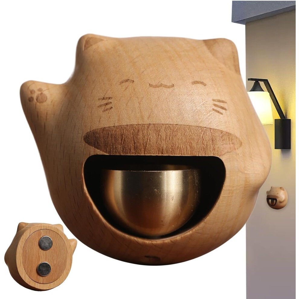 Wooden Door Bell | Magnetic Door Bell Wooden Cat Shopkeeper Bell - Creative Alert Wind Chimes Door Chime for Home Entry & Door