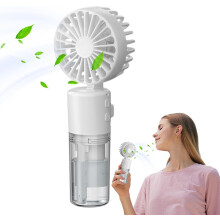 (White) Water Mist Fan,Rechargeable Water Mist Spray Fan - Foldable Portable Summer Supplies with Ergonomic Handle, Cooling Fan for Women, Men, Boys, Girls