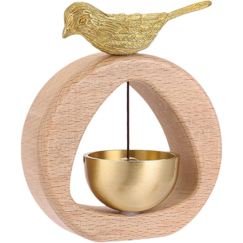 (Triangular Bird) Shopkeepers Bell for Door Opening,Magnetic Wooden Door Chime - Japanese Wooden Brass Jingle Alert for Shop Restaurant Garden Gate