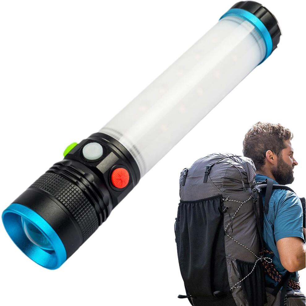 (Blue) Waterproof Flashlight Rechargeable - Flashlights Rechargeable,10W High Lumens 800LM Multi Modes Adjustable Focus Waterproof Flashlight for Camping,