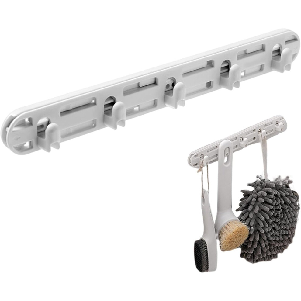 Sliding Rail Hooks | Adhesive Retractable Row Towel Wall Mounted Sticky Hooks,Easy Installation Closet Side Multifunctional Pull-Out Rail for Cabinet