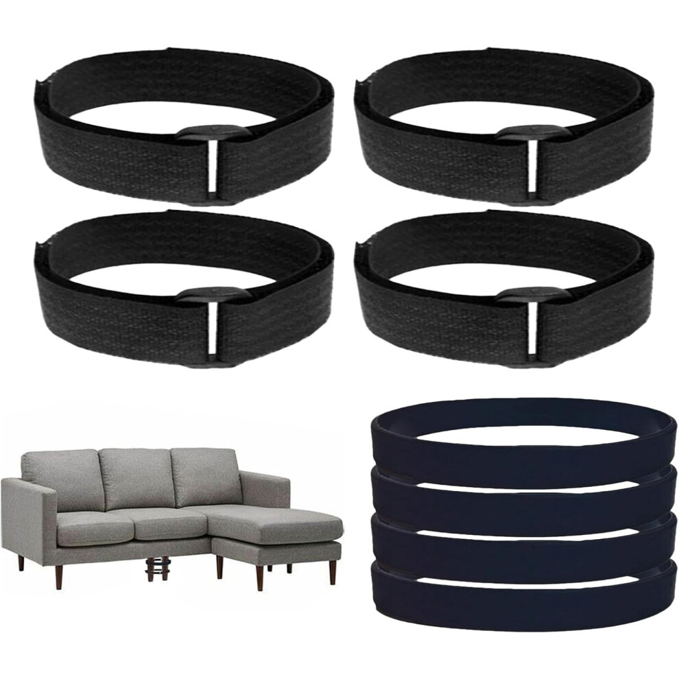 Sectional Couch Sofa Connector,Heavy Duty Rubber Ring Sofa Legs Straps - Keep Sectional Couch Legs Together for Sliding Sofa for Round and Square