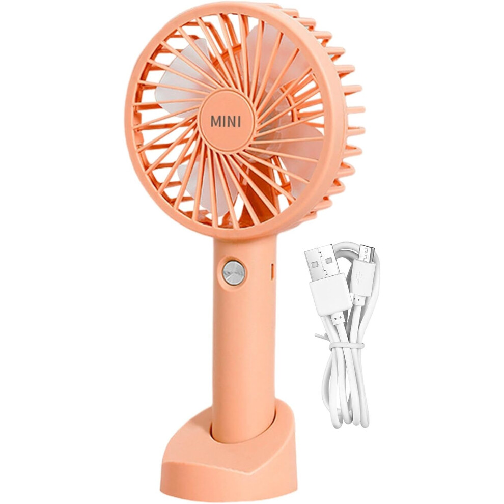 (Orange1) Handheld Fan Rechargeable - Personal Hand Fan with Base,Portable Hand Held Fan for Outdoors, 3 Speed Personal Rechargeable Fan with Base