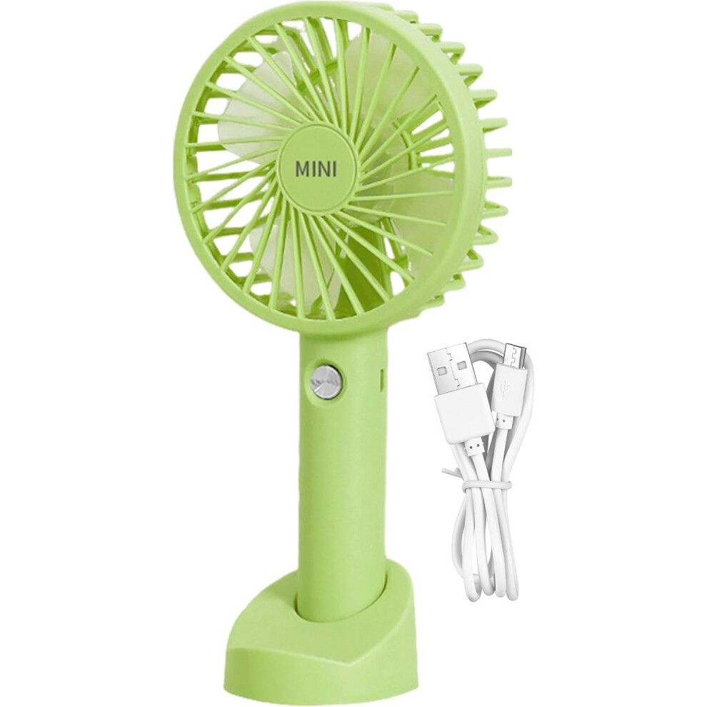 (Green) Handheld Fan Rechargeable - Personal Hand Fan With Base,Portable Hand Held Fan For Outdoors, 3 Speed Personal Rechargeable Fan With Base Green