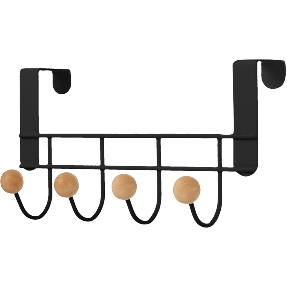 (Black) Over The Door Hook - Over Door Hanger Holder - Rust-Resistant Towel And Coat Rack For Clothes Towels Hats Black