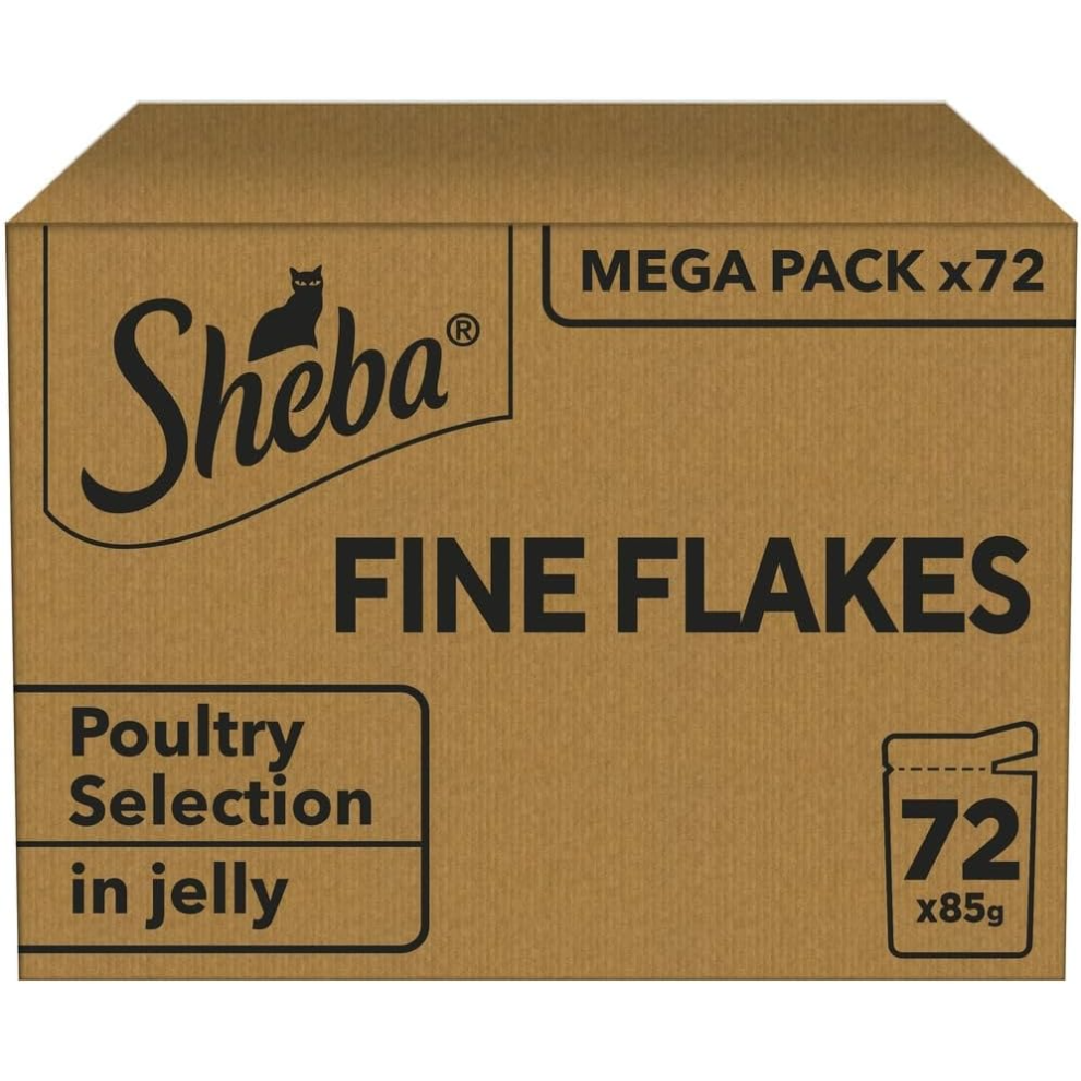 SHEBA - Adult Wet Cat Food Pouches - 72 x 85 g - Poultry - Bulk Cat Food Megapack - 72 Jelly Pouches