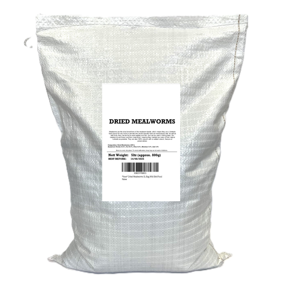 Maltbys' Stores 1904 Ltd Premium Dried Mealworms, 5L Bag Wild Bird Food (Approx Weight 800G Per 5 Litre)