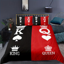 (Couple style, Quilt cover 200*200*1 pillow cover 65*65*2) New couples black and red series three-piece set 3D digital prints to customize bedding