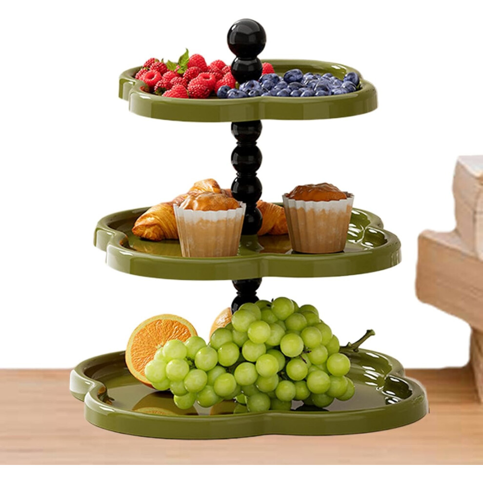 (Green) Dessert Cake Stand - 3 Tiers Dessert Serving Holders Snack Display Stand - Tea Parties Tray Cupcake Stand Dessert Stand for Fruits, Snack, Can