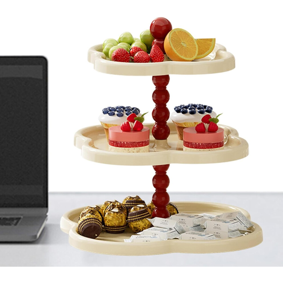 (Creamy) Dessert Cake Stand - 3 Tiers Dessert Serving Holders Snack Display Stand - Tea Parties Tray Cupcake Stand Dessert Stand for Fruits, Snack, Candy,