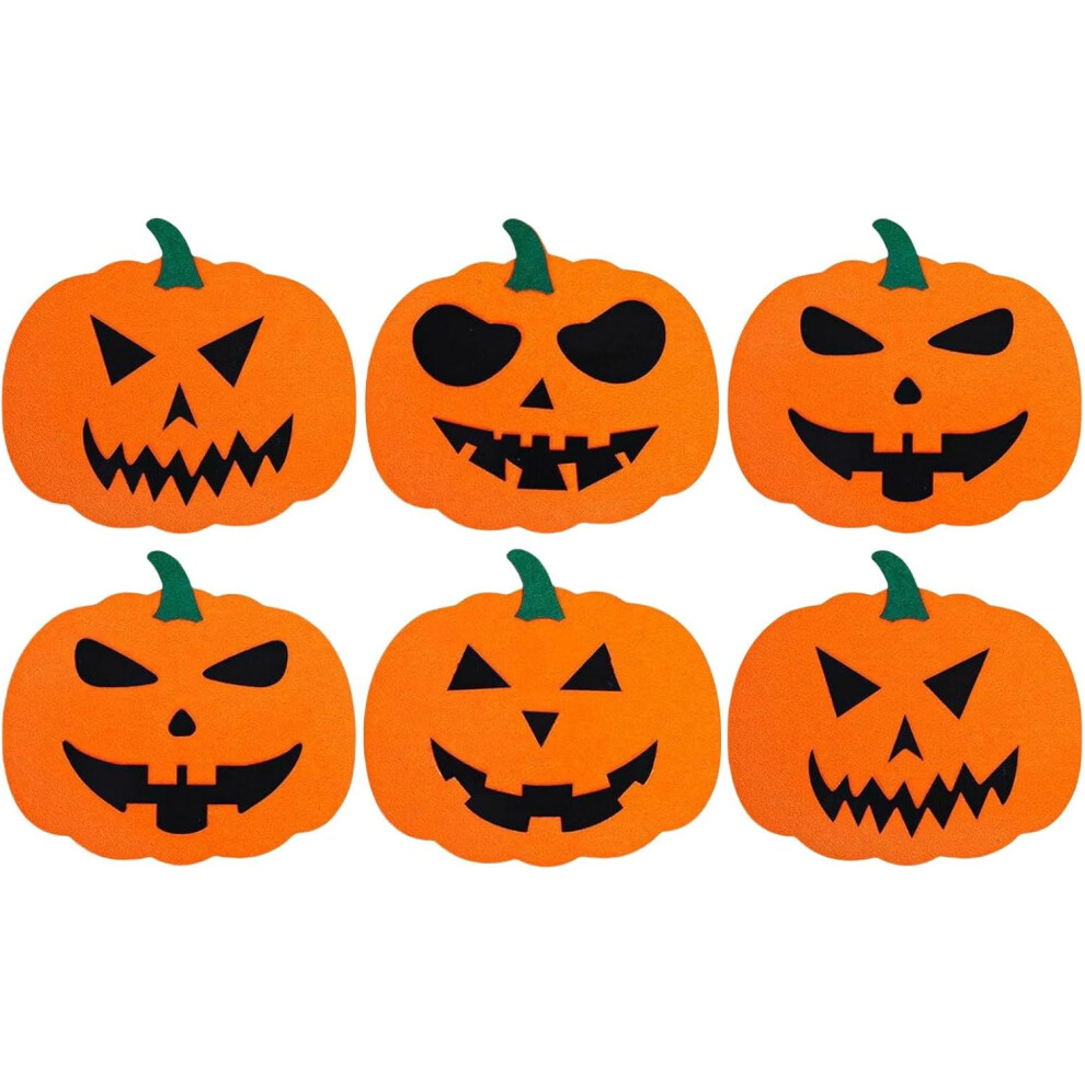 Halloween Cup Mat - Halloween Coasters Set Of 6 - Non-Slip Felt Orange Pumpkin Felt CoasterHalloween Coffee Bar Decor, Heat Resistant Cup Mats For