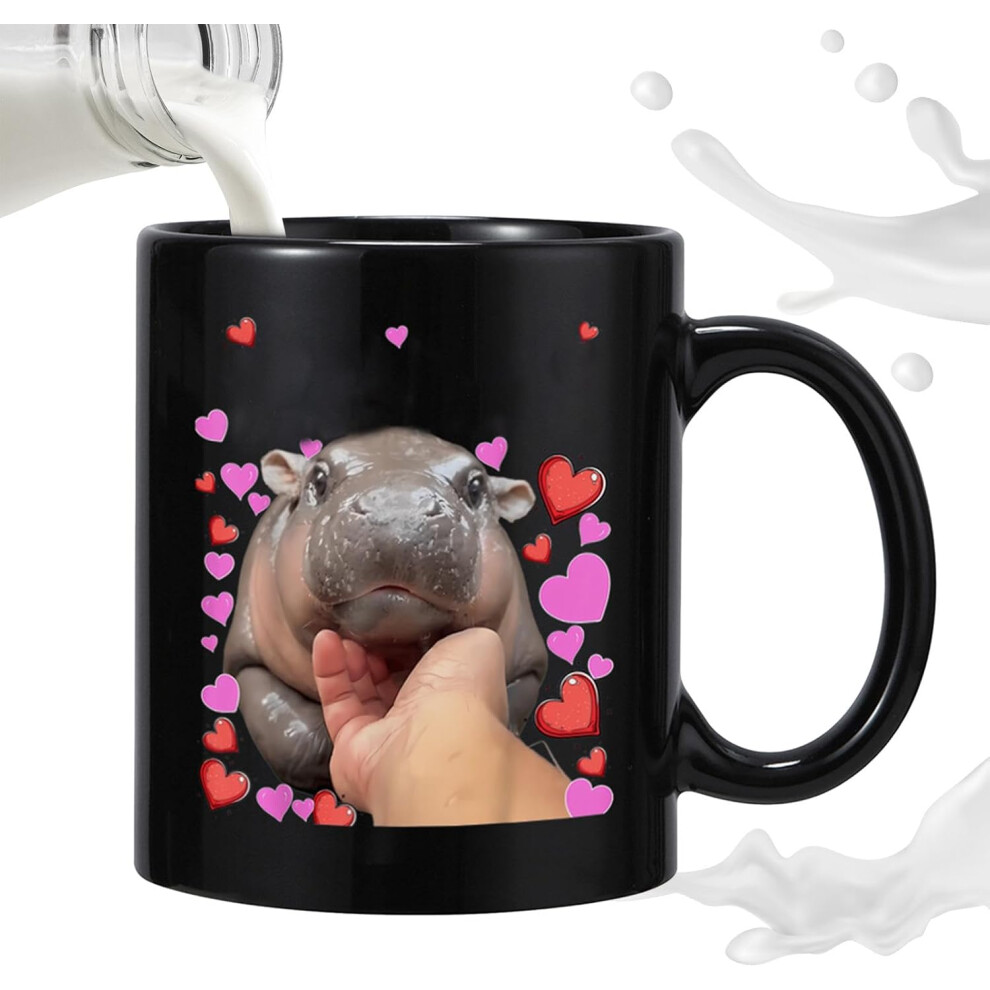 (A) Small Ceramic Mug - Fun Pygmy Hippo Mug,Ceramic Drinkware Coffee Mug, Funny Animal Pattern Mug for Home and Workplace