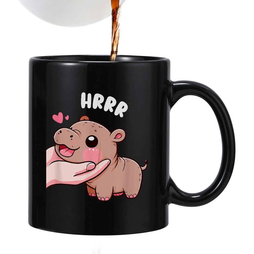 (C) Small Ceramic Mug - Fun Pygmy Hippo Mug,Ceramic Drinkware Coffee Mug, Funny Animal Pattern Mug for Home and Workplace