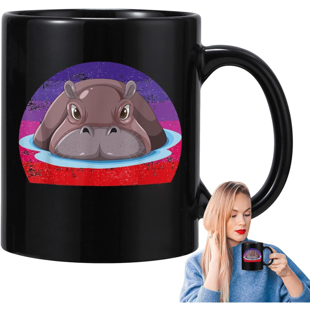 (B) Small Ceramic Mug - Fun Pygmy Hippo Mug,Ceramic Drinkware Coffee Mug, Funny Animal Pattern Mug for Home and Workplace