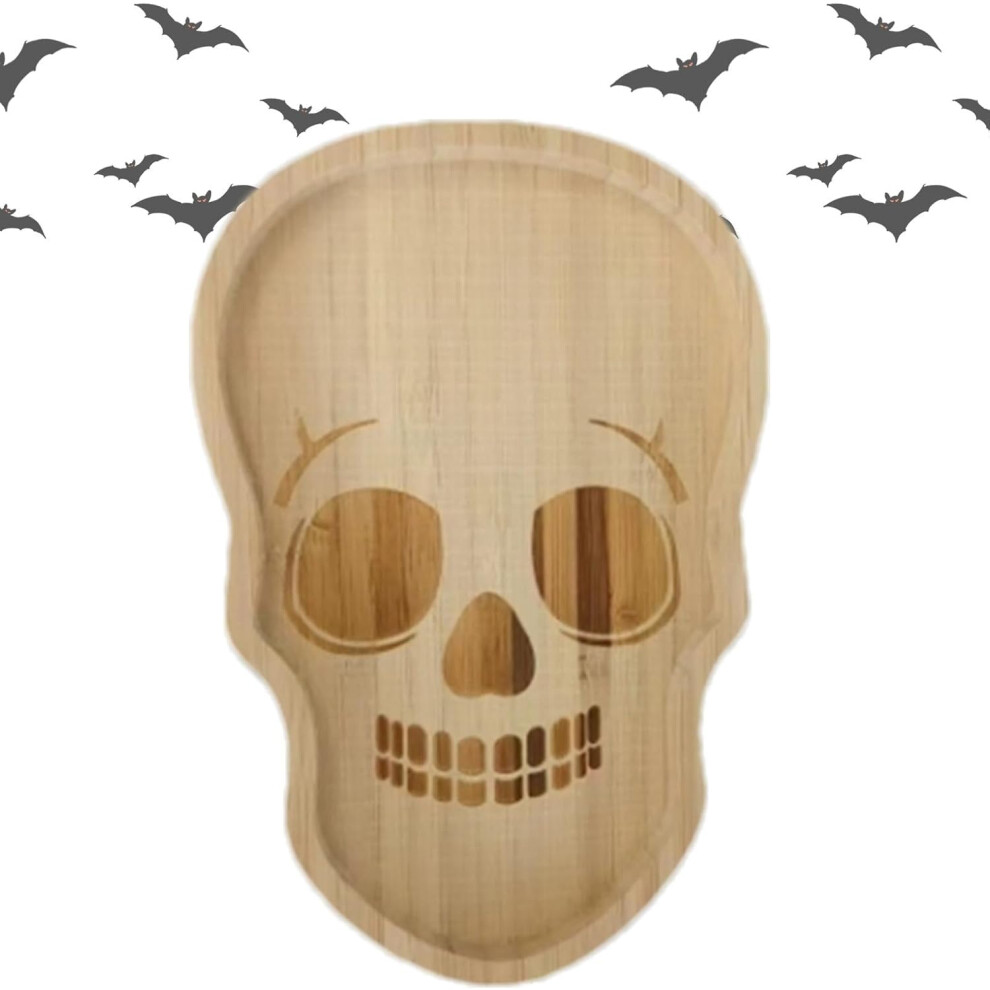 (Skull) Serving Platters and Trays,Halloween Ghost Snack Platters Wooden Tombstone Food Tray | Cute Serving Platters Holiday Tray Ornaments for Hallow