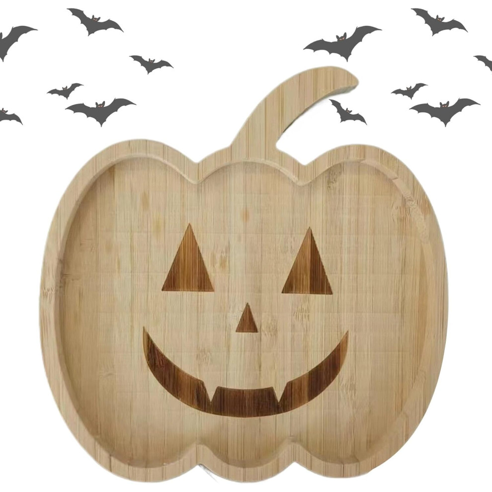 (Pumpkin) Serving Platters and Trays,Halloween Ghost Snack Platters Wooden Tombstone Food Tray | Cute Serving Platters Holiday Tray Ornaments for Hall-image-OPC-PGNGG28-NEW