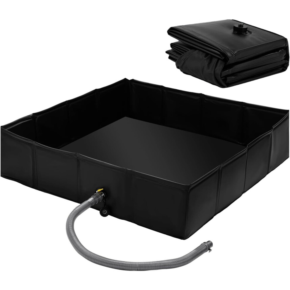 Portable Shower Pan | Outdoor Shower Basin Enclosure Base | Waterproof Tent Awning Bottom Drainage Hole Basin with Increased Height for Campsite RV Pe