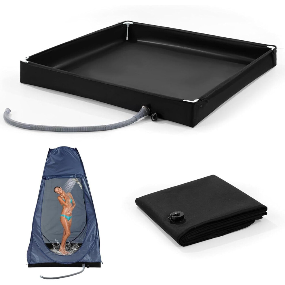 Camping Shower Pan,Bathing Base with Drain Hose - Portable Camping Shower Base Pan with Drain Hose for Indoor Outdoor Pets and Children Use