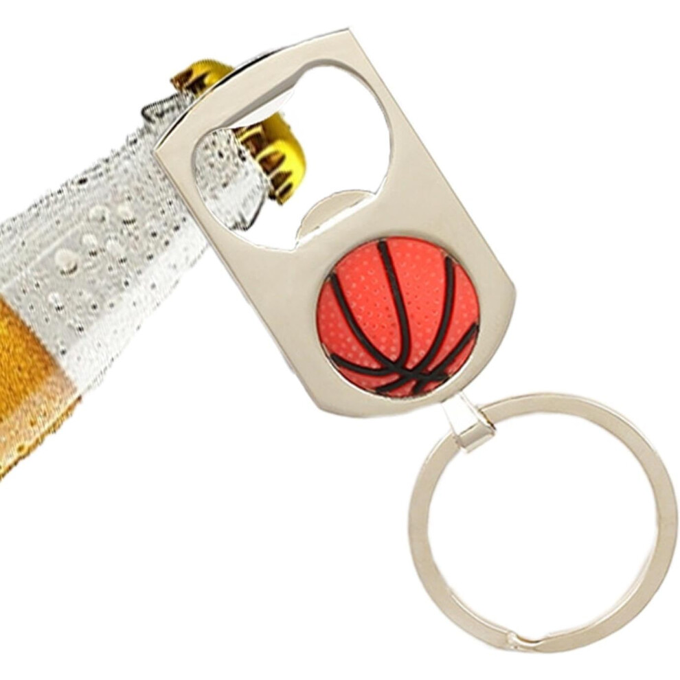 (Basketball) Keychain Bottle Opener | Basketball Soccer Cool Beer Bottle Opener Keyring,Soda Bottle Opener Keychain Accessories, Multifunctional Metal Keychain