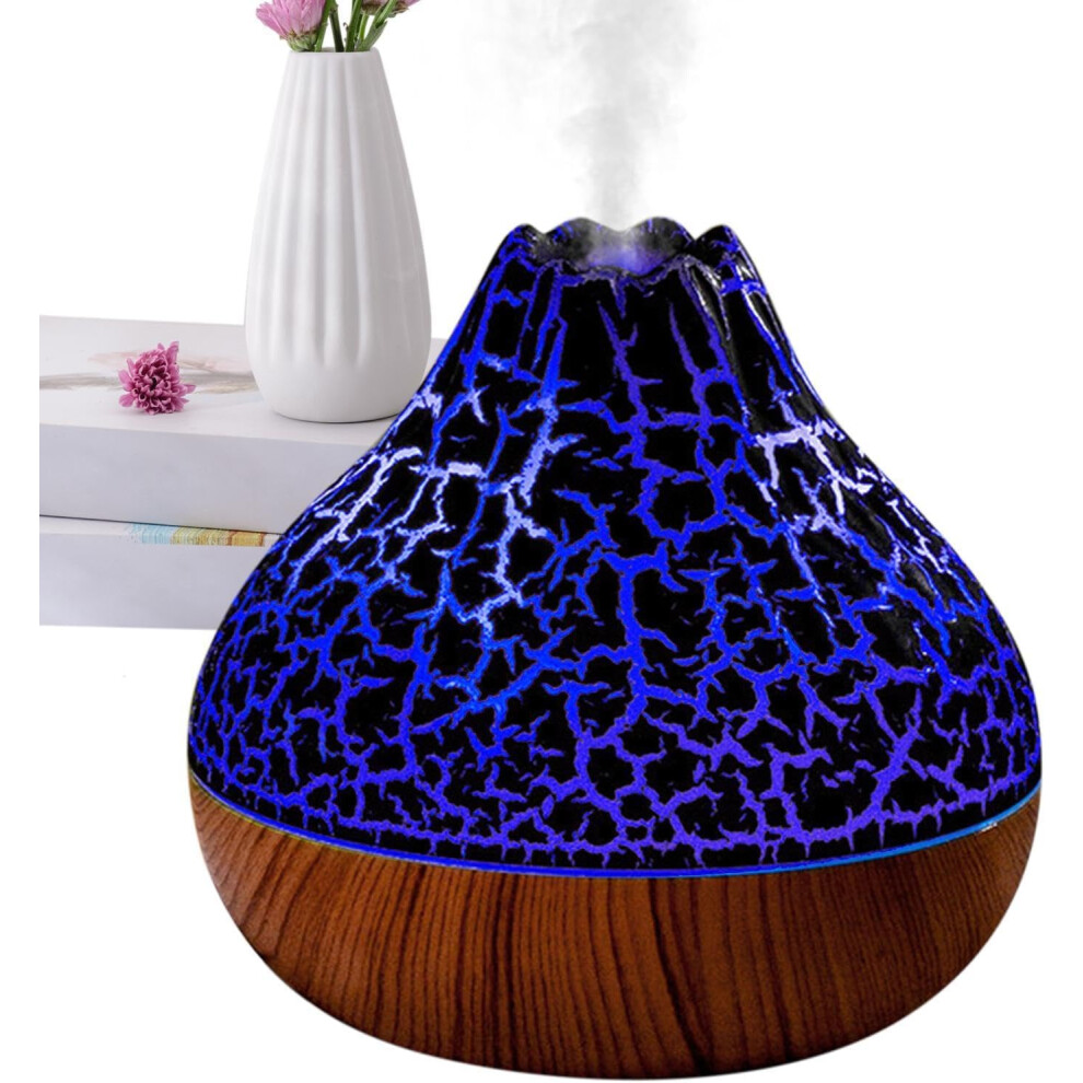 (Black) Volcano Humidifier - 2-Mode Simulated Flame Diffusers - RGB Ambient Light, Flame Diffusers, Fire Mist, Quiet Efficient Air Purifying For Relaxing