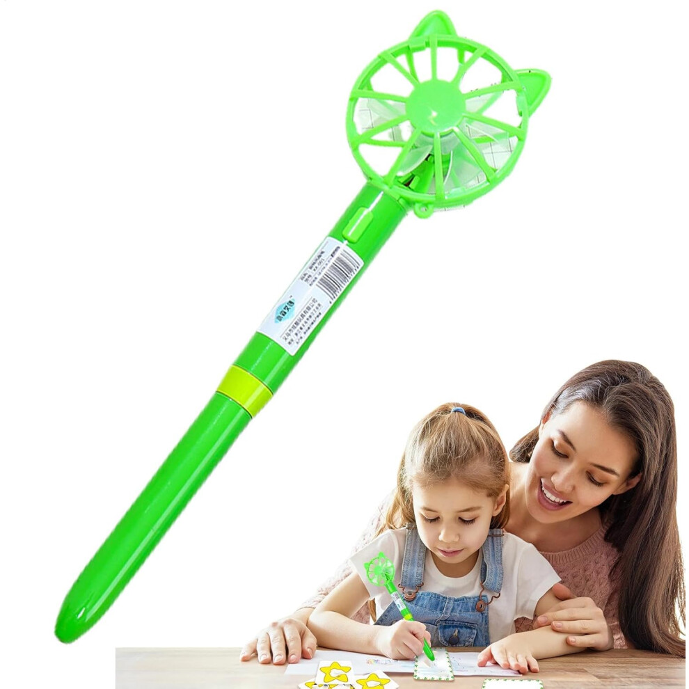 (Green) Portable Hand Fan,Small Portable Fan Pen | Multifunctional Personal Fan Cool Gadgets, Fan with Smooth Writing Ball Pen for Home, School