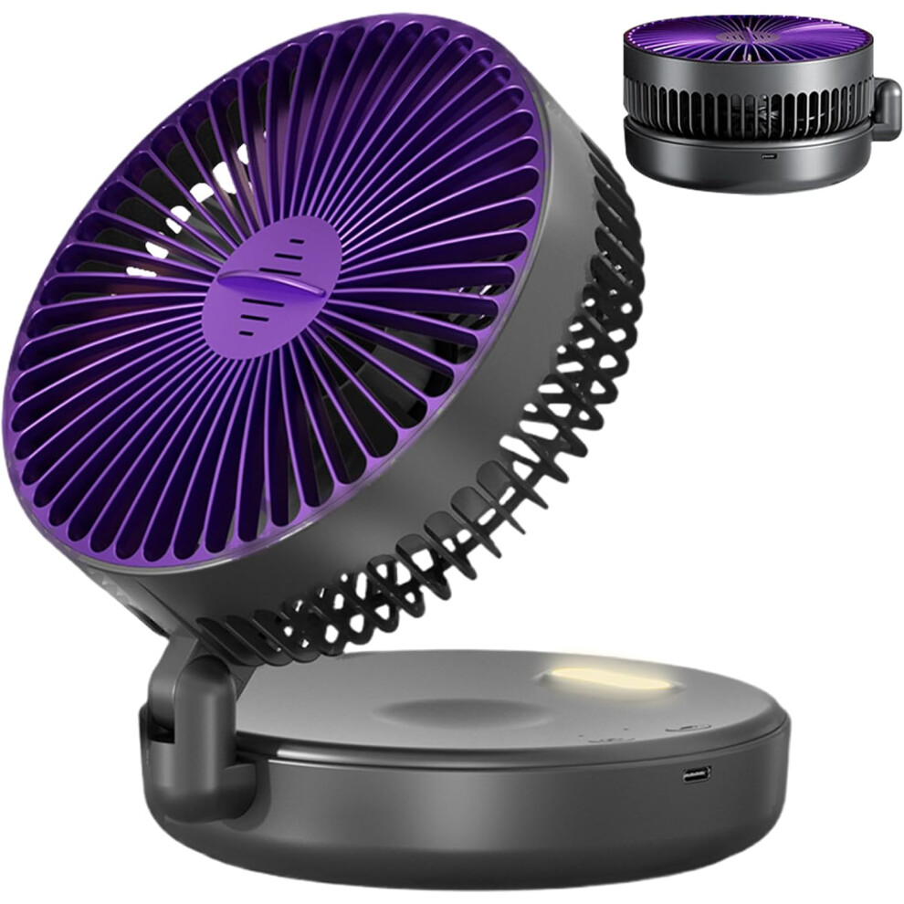 (Gray) Tabletop Air Circulator Fan | Quiet Table Fan with Aromatherapy Box,5 Speeds, Foldable Rechargeable Blower with Timer And Night Light For Bedro