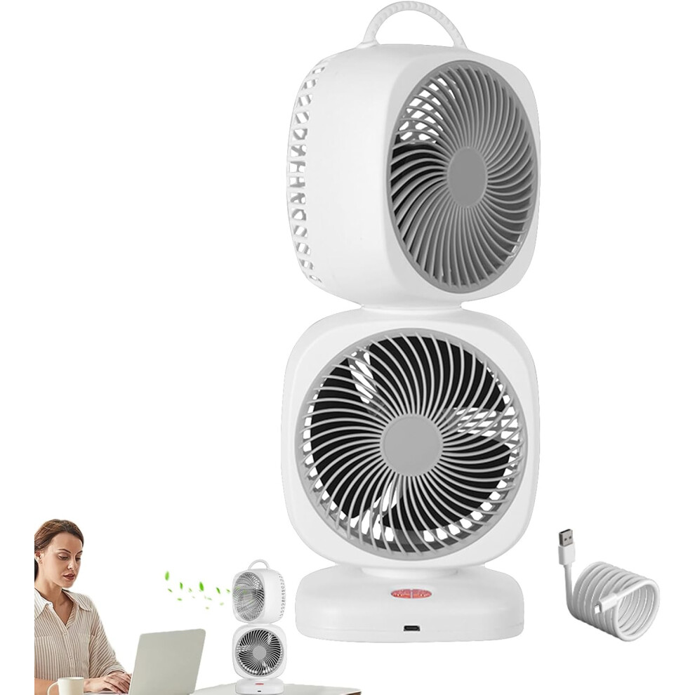 (Gray) Quiet Desk Fan - Personal Desk Fan,5 Speed 350 Degrees Oscillating Double Head Cooling Ventilating Blower For Car Interior Dorm Room Camping Workouts