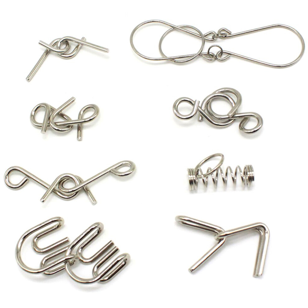 Kvvdi 8 Pcs/Sets Brain Puzzles Chinese 9 Ring Puzzle Intelligence Buckle Lock Toy Consisting of Nine Interlocking Links-image-OPC-PDTSPPV-NEW