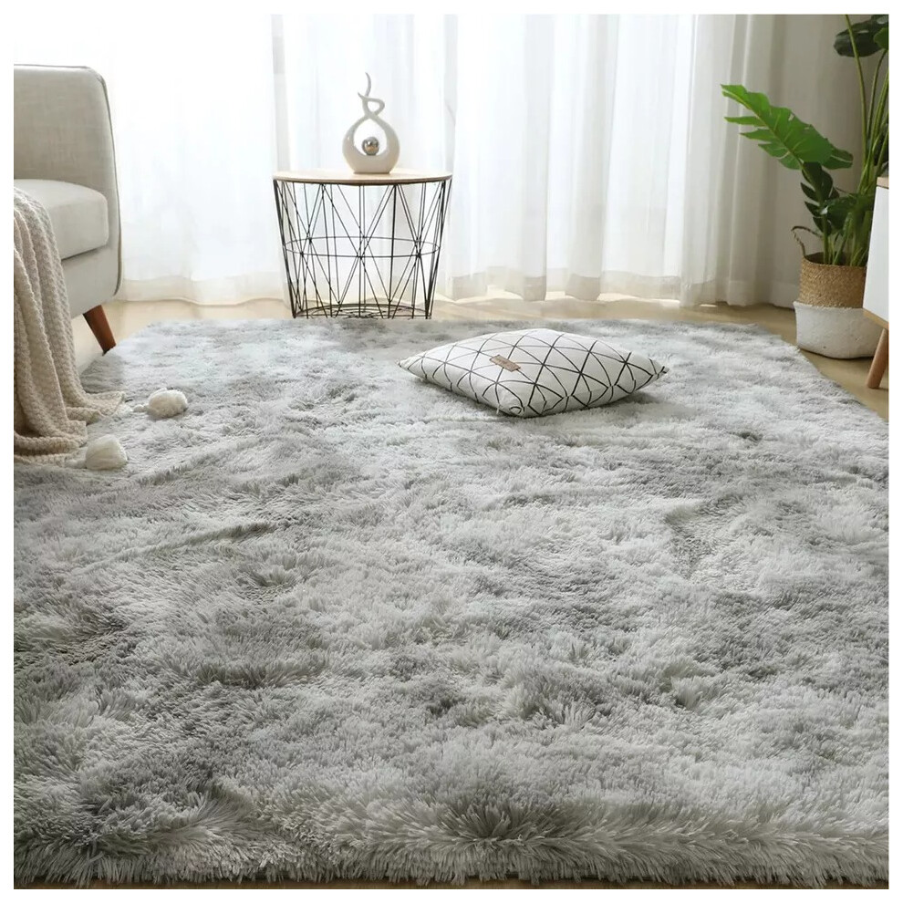 Shaggy Rugs Ltd (Light Grey, 200X300cm) Fluffy Rugs Floor Mat Large Shaggy Rug Bedroom Living Room Anti Slip Soft Carpet Black