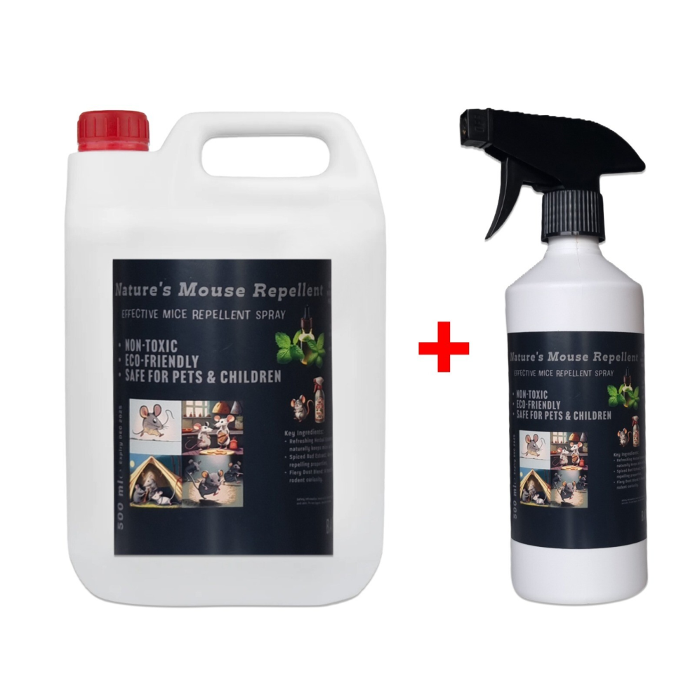 (5L + 500ML) Natural Rat Mouse Repellent 2.5L + 500ml Spray