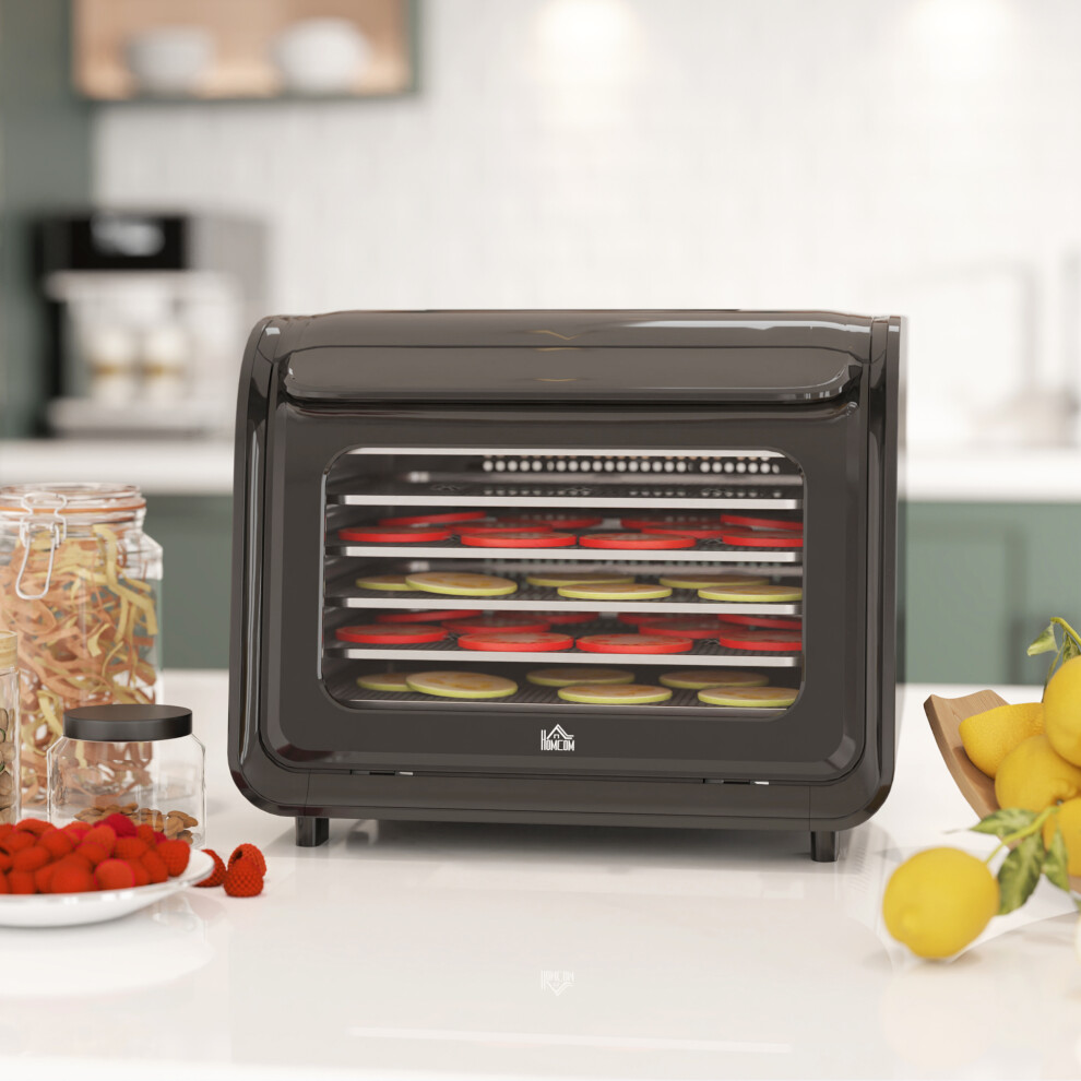 HOMCOM Food Dehydrator with 6 Stainless Steel Tray, for Fruit, Meat, Black