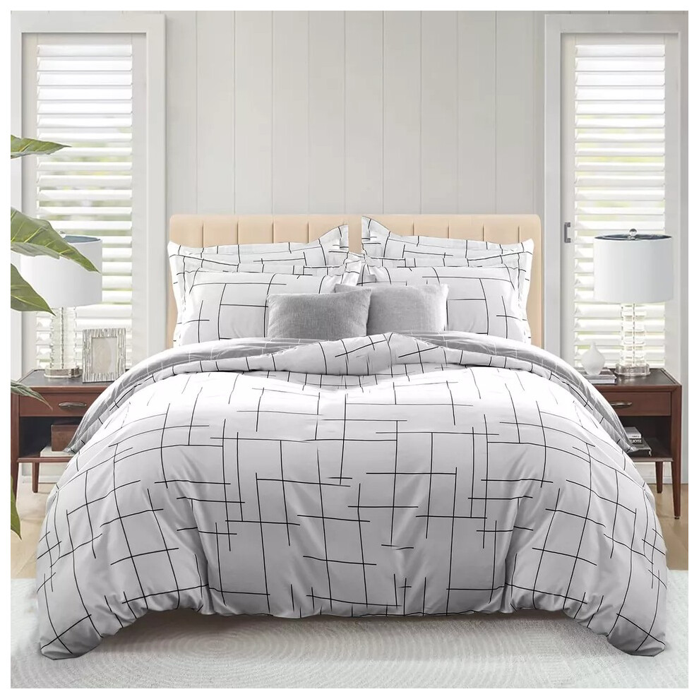 Oxford Homeware (Tile, Single) Reversible Duvet Quilt Cover Bedding Set With Pillow Cases Single Double King Multicoloured