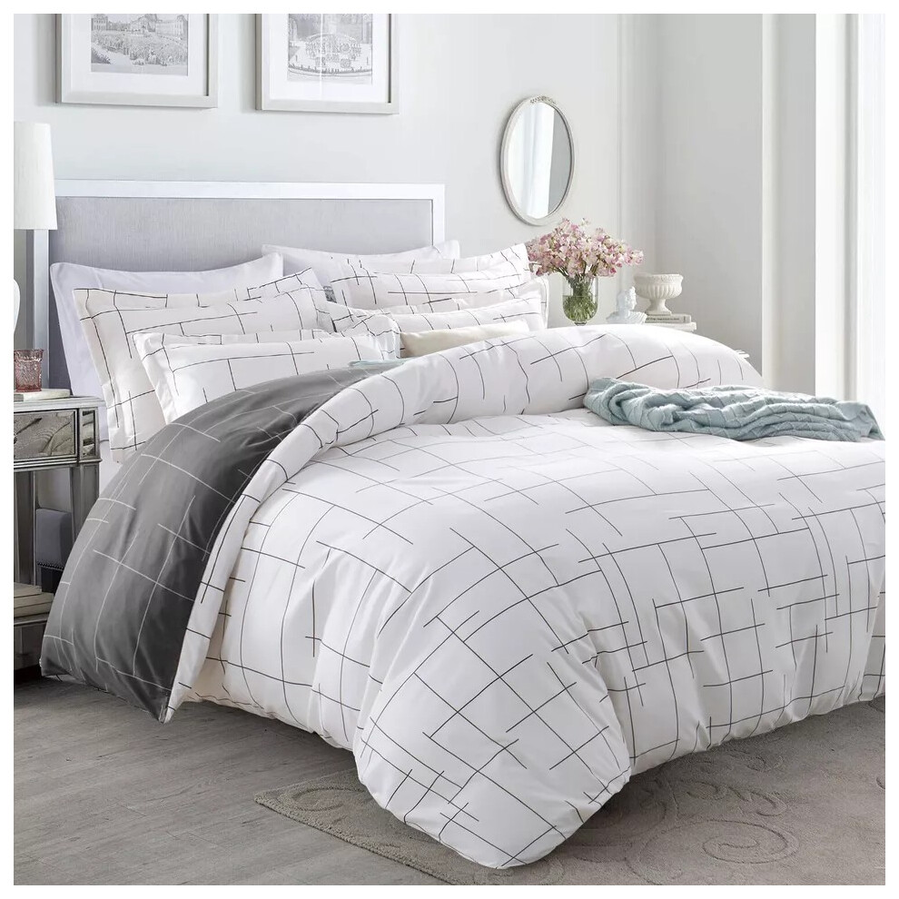 Oxford Homeware (Tile, Double) Reversible Duvet Quilt Cover Bedding Set With Pillow Cases Single Double King Multicoloured