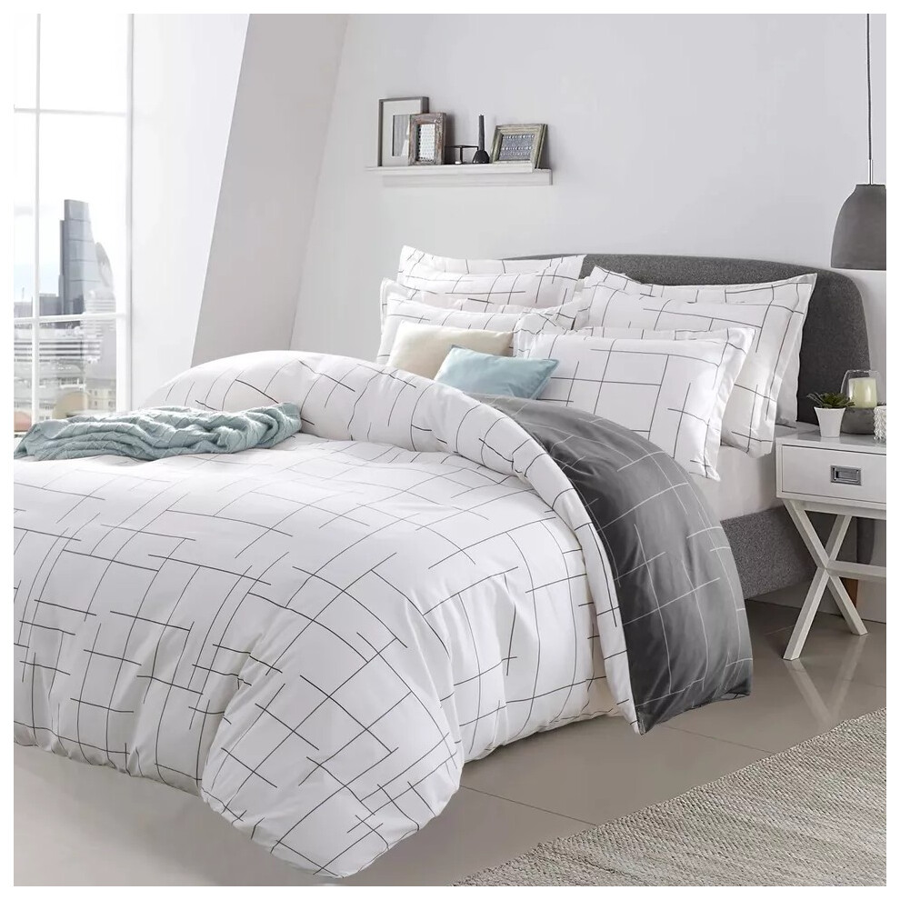Oxford Homeware (Tile, King) Reversible Duvet Quilt Cover Bedding Set With Pillow Cases Single Double King Multicoloured