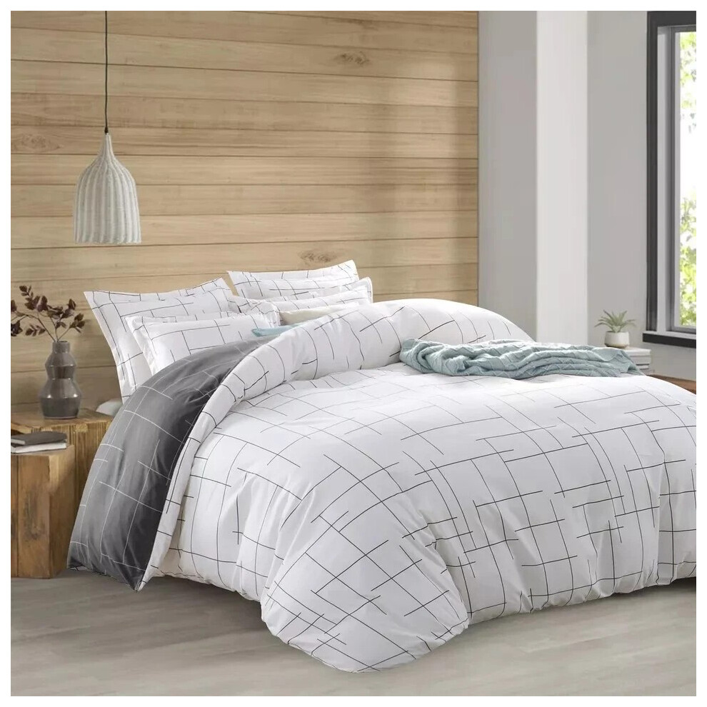 Oxford Homeware (Tile, Super King) Reversible Duvet Quilt Cover Bedding Set With Pillow Cases Single Double King Multicoloured
