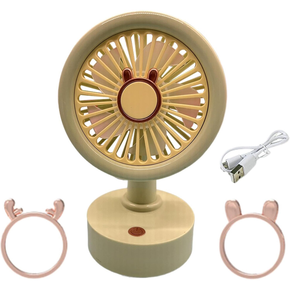 (Green) Personal Fan - Portable Rechargeable Handheld Table Fan - 3 Speeds Adjustment Low Noise Desk Fan, Rechargeable Usb Personal Cooling Fan For Li Green