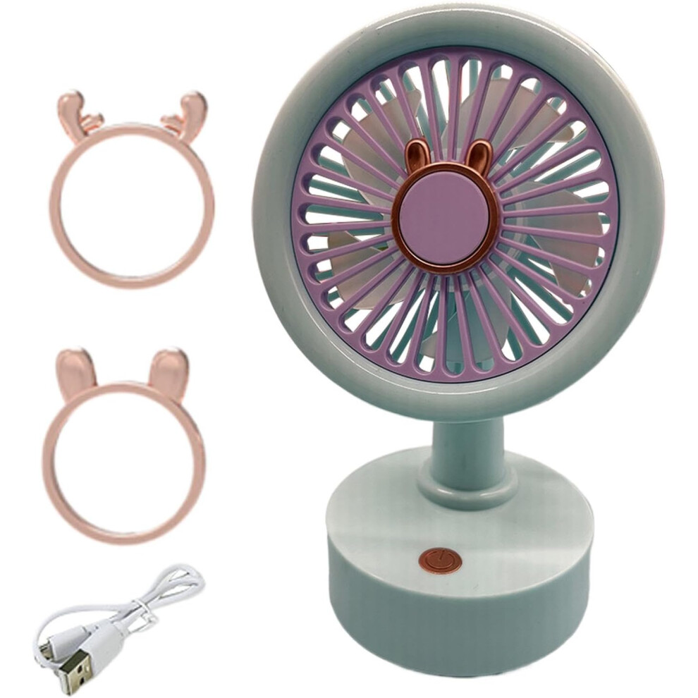 (Blue) Personal Fan - Portable Rechargeable Handheld Table Fan - 3 Speeds Adjustment Low Noise Desk Fan, Rechargeable Usb Personal Cooling Fan For Liv Blue