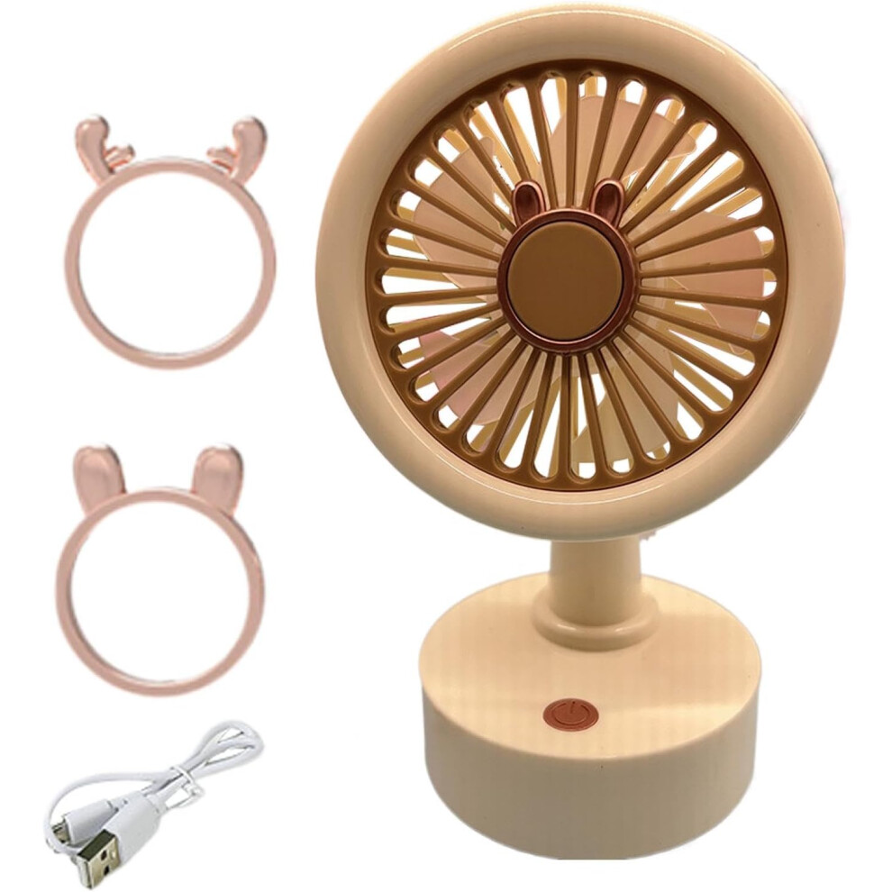 (White) Personal Fan - Portable Rechargeable Handheld Table Fan - 3 Speeds Adjustment Low Noise Desk Fan, Rechargeable Usb Personal Cooling Fan For Li White